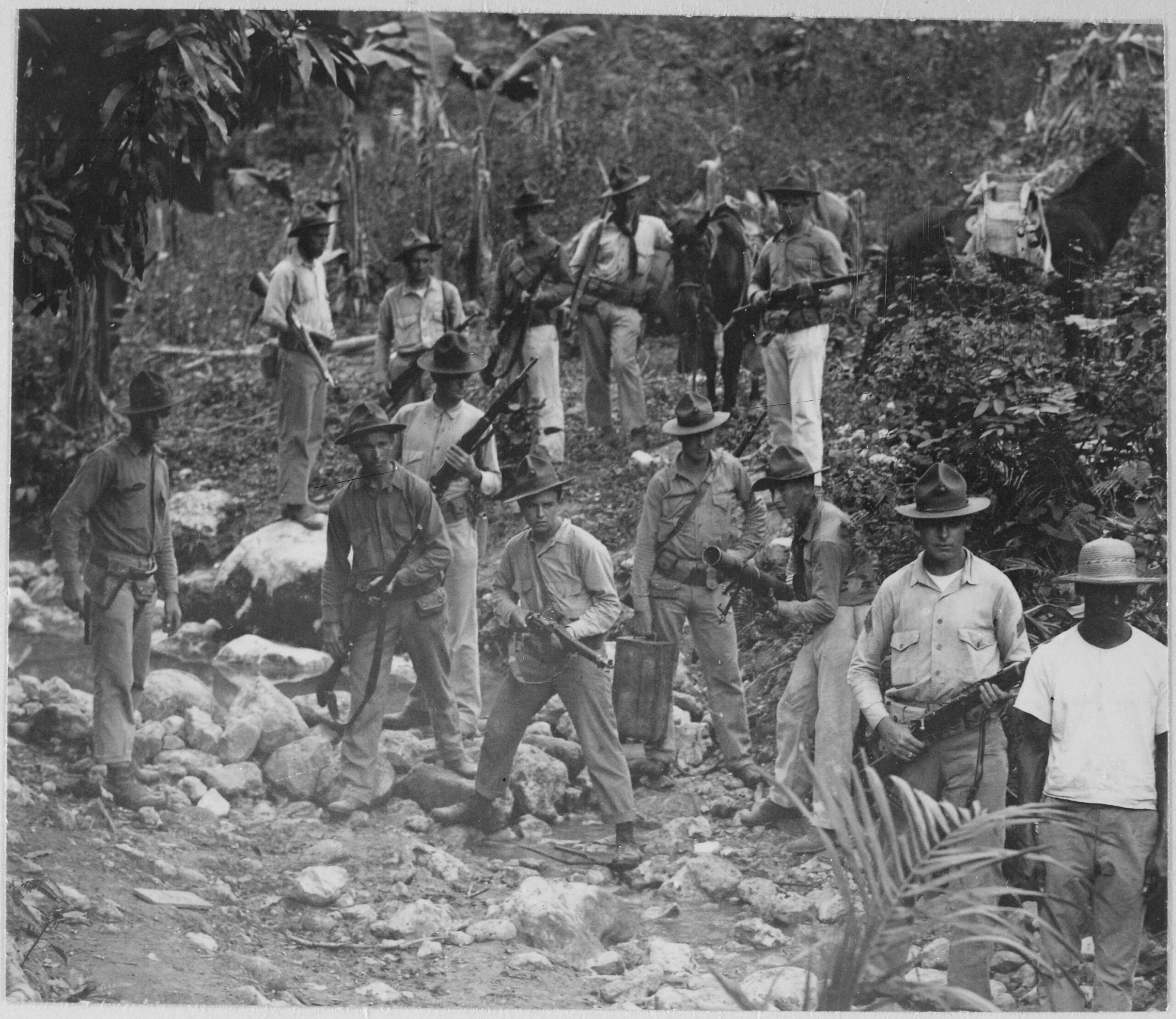 U.S. Marines search for Haitian rebels in 1919.