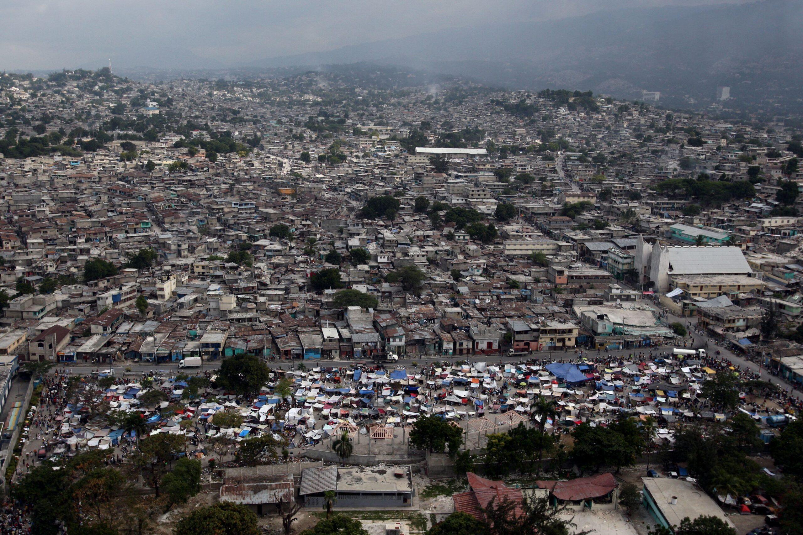 Aerial view showing the damage to Port-au-Prince following the devastating earthquake in Haiti on Jan. 12, 2010.